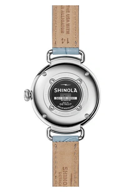 Shop Shinola The Canfield Alligator Strap Watch, 38mm In Slate Blue/ Silver