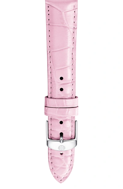 Shop Michele 18mm Alligator Watch Strap In Pink