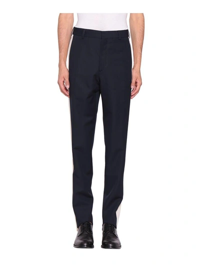 Shop Dries Van Noten Parade Wool Trousers In Blu