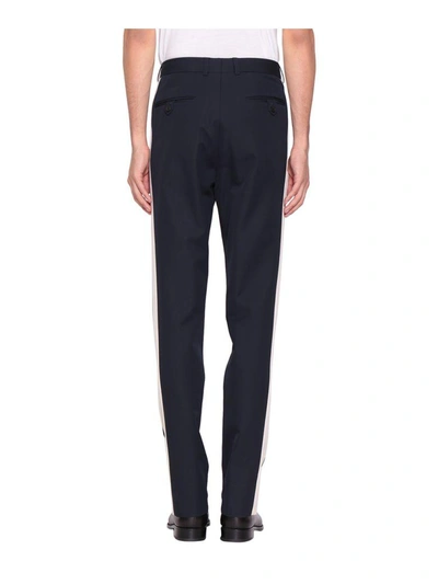 Shop Dries Van Noten Parade Wool Trousers In Blu