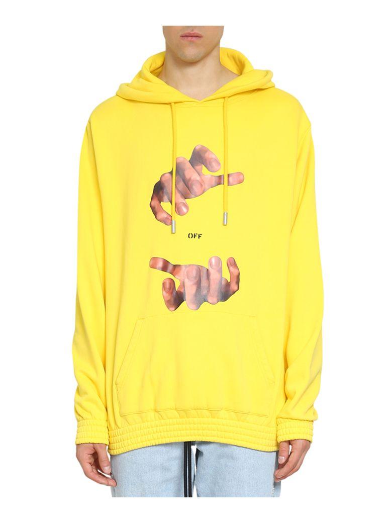 Off-white Hand Cotton Hoodie In Yellow | ModeSens