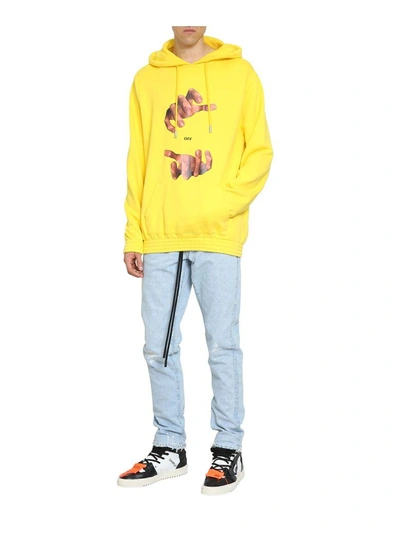 Off white Hand Cotton Hoodie In Giallo ModeSens