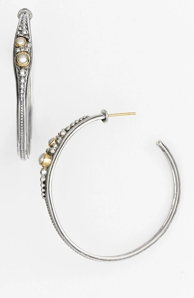 Shop Konstantino 'classics' Pearl Hoop Earrings In Silver/ Gold