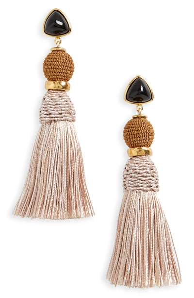Shop Lizzie Fortunato Modern Craft Tassel Drop Earrings In Tan