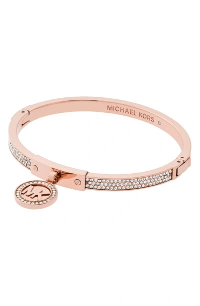 Shop Michael Kors Crystal Bracelet In Rose Gold