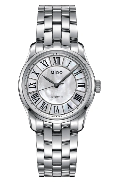 Shop Mido Belluna Ii Bracelet Watch, 33mm In Silver/ Mop/ Silver