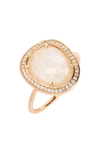 Shop Melanie Auld Stone Ring In Moonstone/ Gold