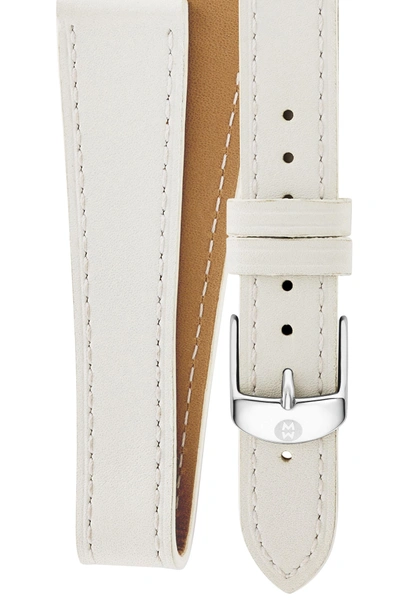 Shop Michele 16mm Leather Double Wrap Watch Strap In White