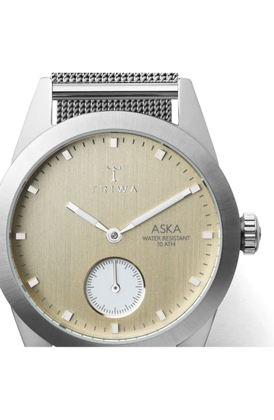 Shop Triwa Aska Super Slim Mesh Strap Watch, 32mm In Silver/ Gold/ Silver