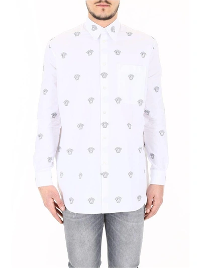 Shop Versace Monogram Shirt In Bianco-nerobianco