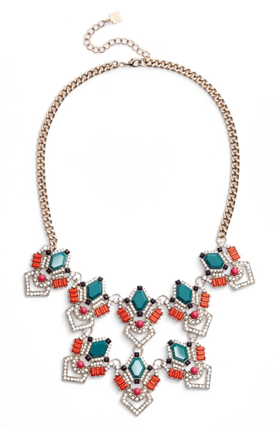 Shop Adia Kibur Stone & Crystal Statement Necklace In Teal