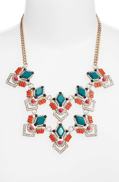 Shop Adia Kibur Stone & Crystal Statement Necklace In Teal