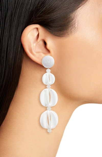 Shop Oscar De La Renta Beaded Drop Earrings In White