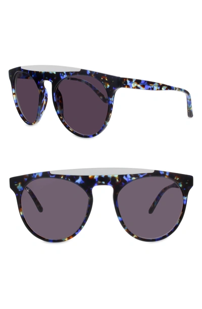 Shop Smoke X Mirrors Atomic 52mm Round Sunglasses In Blue Glam/ White