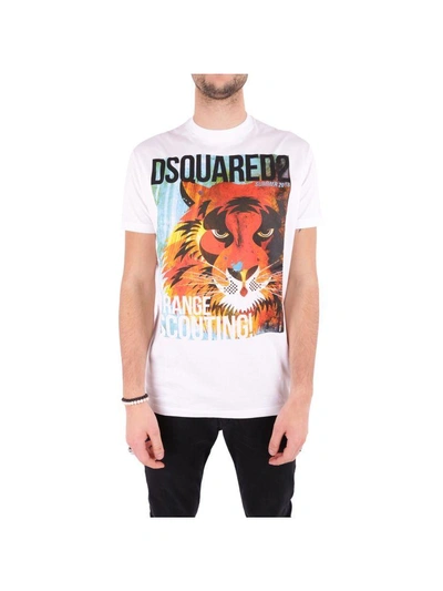Dsquared2 Tiger Printed Cotton Jersey T-shirt In White | ModeSens