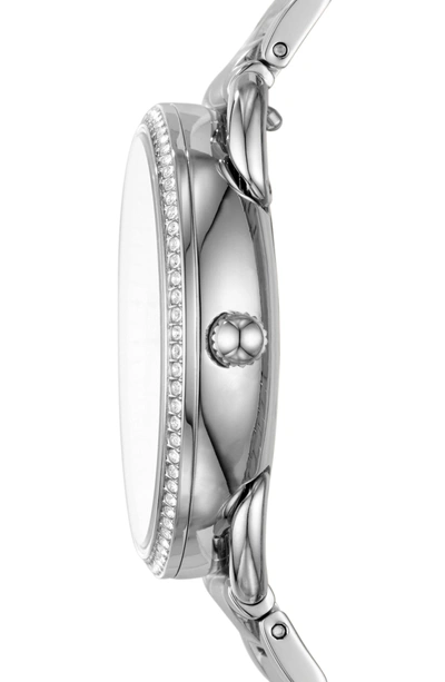 Shop Fossil Tailor Crystal Multifunction Bracelet Watch, 35mm In Silver