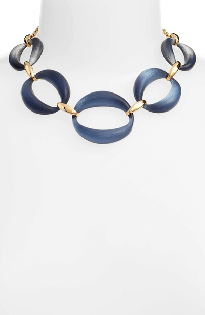 Shop Alexis Bittar Large Lucite Link Frontal Necklace In Sea Blue