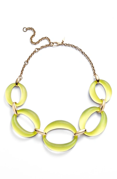 Shop Alexis Bittar Large Lucite Link Frontal Necklace In Titanium Yellow