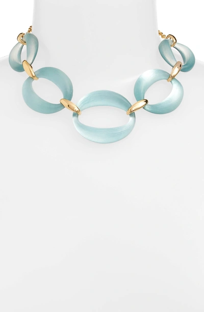 Shop Alexis Bittar Large Lucite Link Frontal Necklace In Grey Blue