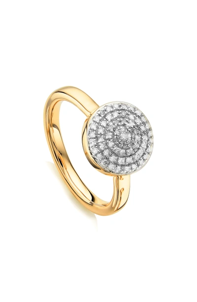 Shop Monica Vinader Fiji Large Diamond Button Stack Ring In Gold