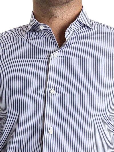 Shop Finamore Cotton Shirt In Blue