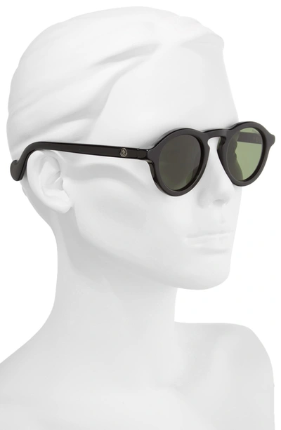 Moncler 46mm Round Sunglasses In Black/ Vintage Green | ModeSens