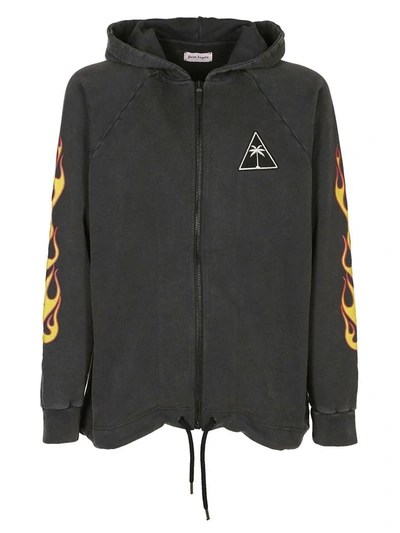 Shop Palm Angels Over Palms And Flames Hoodie In Black Multi