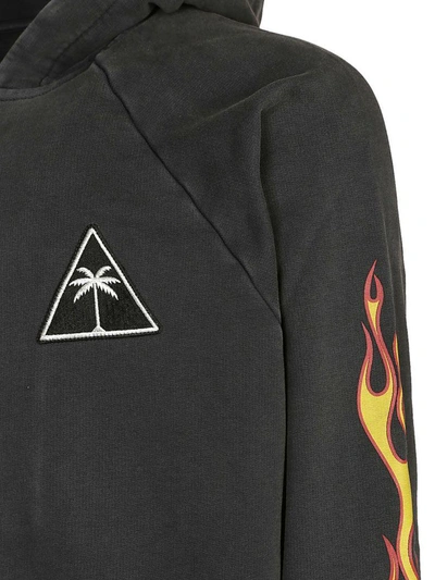 Shop Palm Angels Over Palms And Flames Hoodie In Black Multi