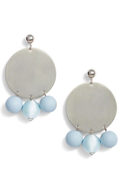 Shop Rebecca Minkoff Threaded Sphere Statement Earrings In Blue/ Silver