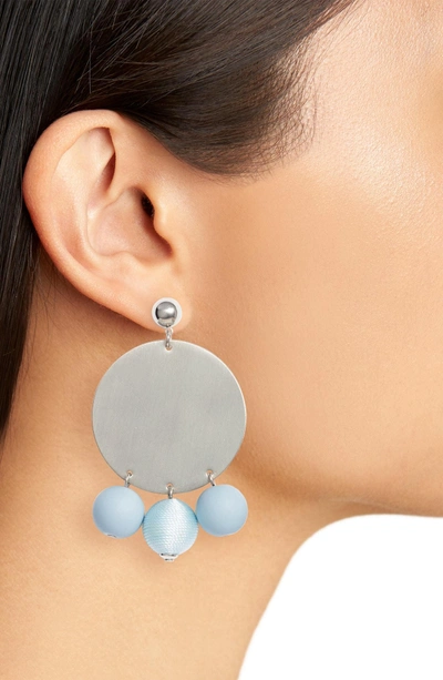 Shop Rebecca Minkoff Threaded Sphere Statement Earrings In Blue/ Silver