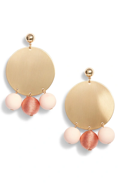 Shop Rebecca Minkoff Threaded Sphere Statement Earrings In Pink/ Gold