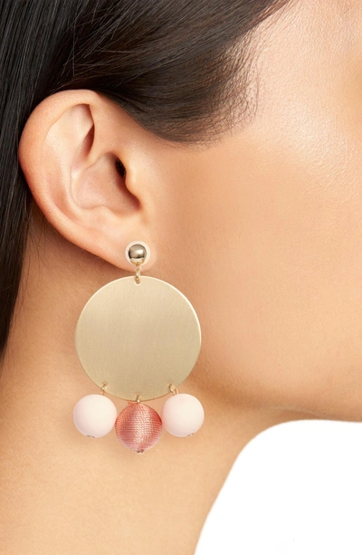 Shop Rebecca Minkoff Threaded Sphere Statement Earrings In Pink/ Gold