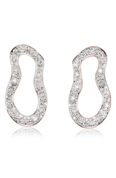 Shop Monica Vinader Riva Diamond Stud Earrings In Rose Gold/ Diamond