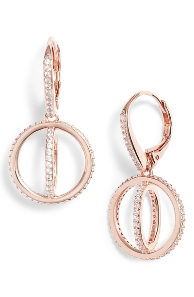 Shop Nadri Crystal Open Circle Drop Earrings In Rose Gold/ Clear