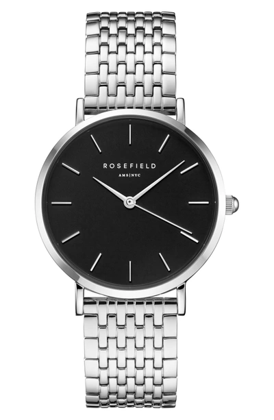 Shop Rosefield Upper East Side Bracelet Watch, 33mm In Silver/ Black/ Silver