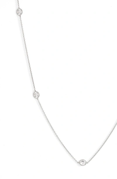 Shop Nadri Long Bezel Station Necklace In Silver