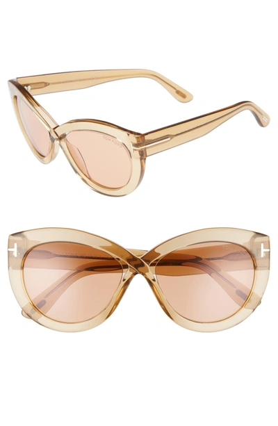 Tom Ford Diane 56mm Butterfly Sunglasses - Transparent Champagne/ Brown |  ModeSens