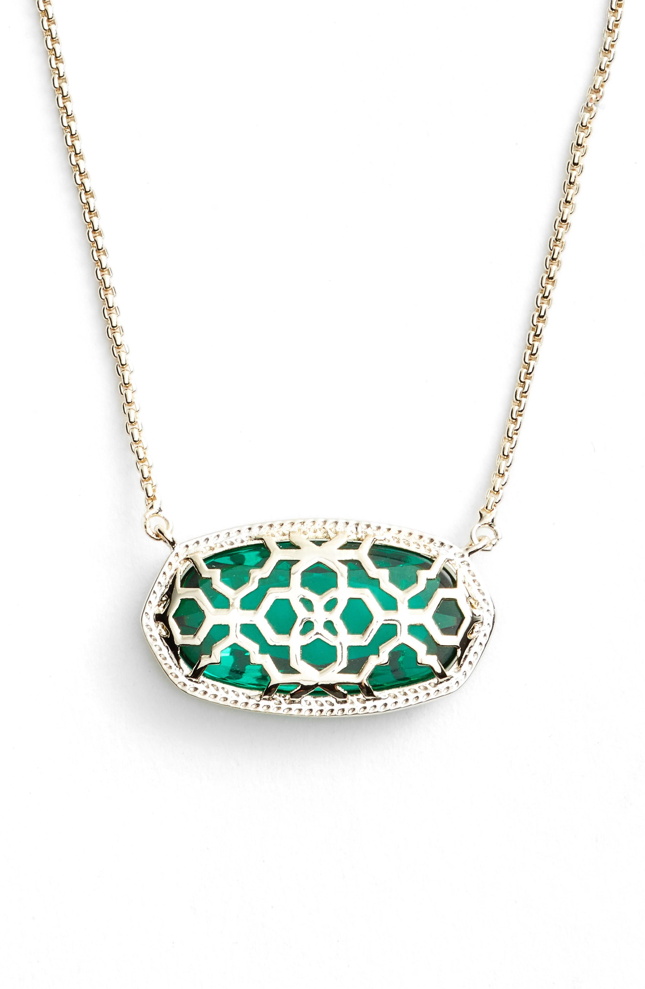 Kendra Scott Delaney Pendant Necklace In Emerald/ Gold ModeSens