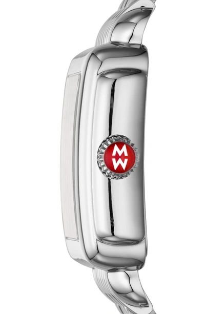 Shop Michele Deco Madison Diamond Dial Watch Case, 33mm X 35mm In Silver/ Beige