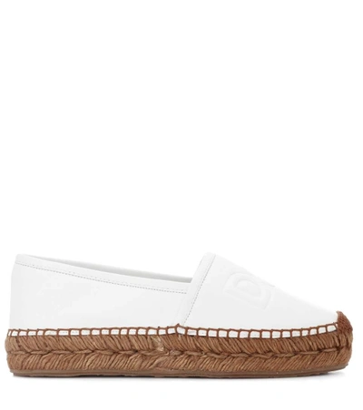 Shop Dolce & Gabbana Leather Espadrilles In White