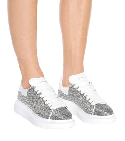 Shop Alexander Mcqueen Glitter Platform Sneakers In Silver
