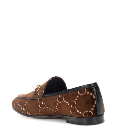 Shop Gucci Jordaan Velvet Loafers In Brown