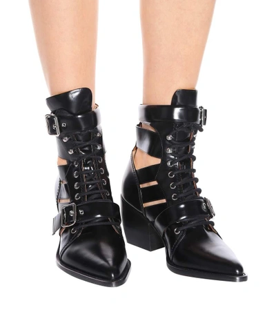 Shop Chloé Rylee Leather Ankle Boots In Black