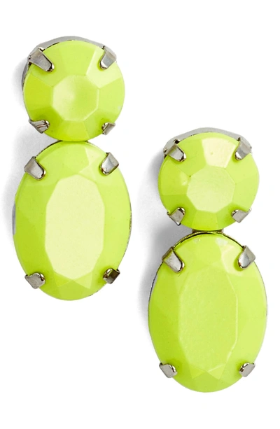 Shop Adia Kibur Super Bright Stone Earrings In Silver/ Neon Yellow