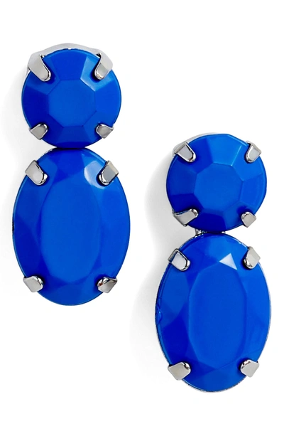 Shop Adia Kibur Super Bright Stone Earrings In Silver/ Blue