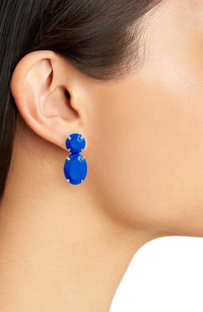 Shop Adia Kibur Super Bright Stone Earrings In Silver/ Blue