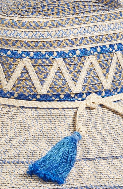 Shop Eric Javits Palermo Squishee Wide Brim Hat - Beige In Cream/ Blue Tweed
