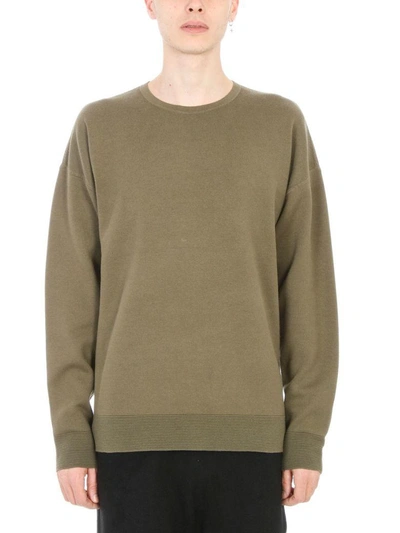 Shop Helmut Lang Otton Crewneck Green Cotton Sweatshirt