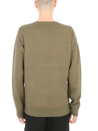 Shop Helmut Lang Otton Crewneck Green Cotton Sweatshirt