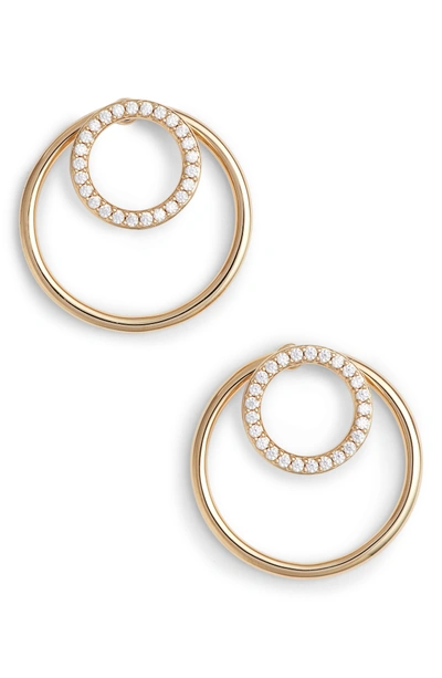 Shop Nadri Pave Double Circle Earrings In Rose Gold/ Clear